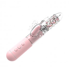 MIZZZEE - Powerful Butterfly Love Retractable Rotating Vibrator (Chargeable - Pink)